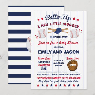 Baseball-babyskor - inbjudan till basket Shower