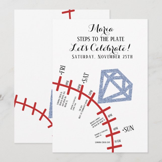Baseball Bachelorette Helg Getaway Itinerary Inbjudningar (Fram/baksida)