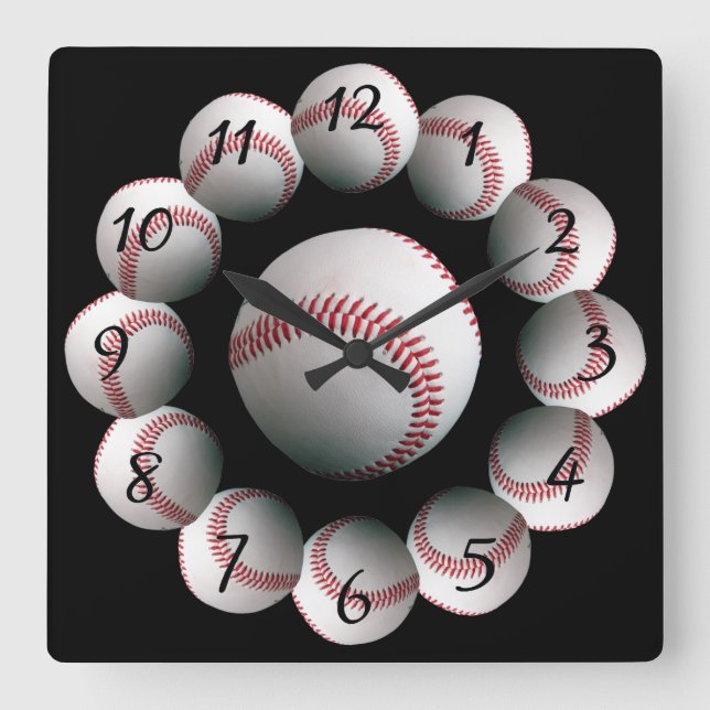 Baseball background watch fyrkantig klocka (Framsida)