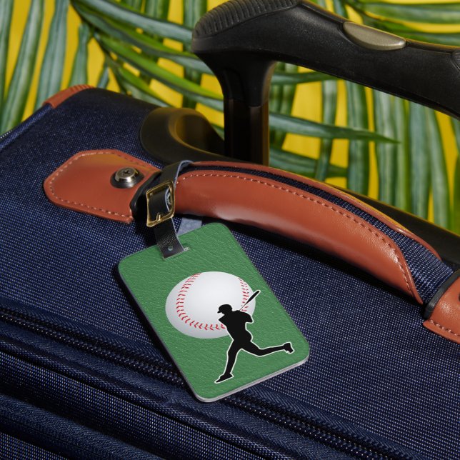 Baseball - Ball and Player silhouette Name Address Bagagebricka (Framsida Insitu 1)