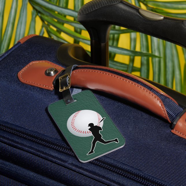 Baseball - Ball and Player silhouette Name Address Bagagebricka (Framsida Insitu 1)