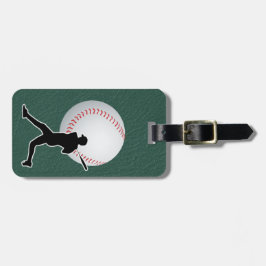 Baseball - Ball and Player silhouette Name Address Bagagebricka