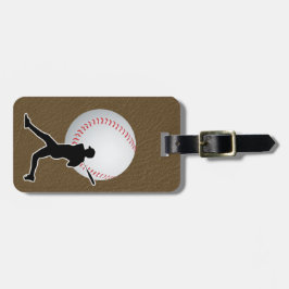 Baseball - Ball and Player silhouette Name Address Bagagebricka