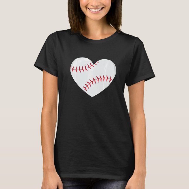 Baseball Ball Heart Valentine's Day For Baseball T Shirt (Framsida)