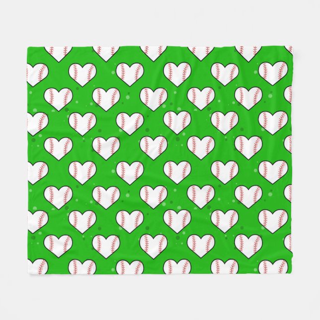 Baseball Ball Texture In Heart Shape - Pattern  Fleecefilt (Framsidan (Horisontell))