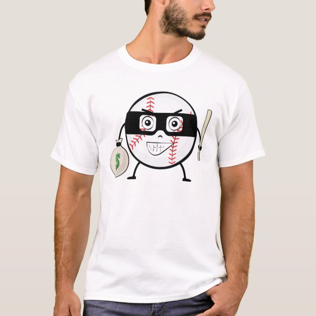 Baseball Bandit - Rolig Karaktär Illustration T Shirt (Framsida)