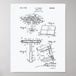 Baseball Base 1953 Patent Art White Papper Poster
