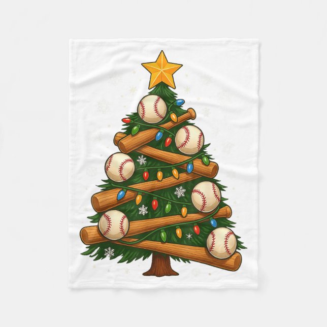 Baseball Bat Christmas Tree Lights Holiday Design  Fleecefilt (Framsidan)