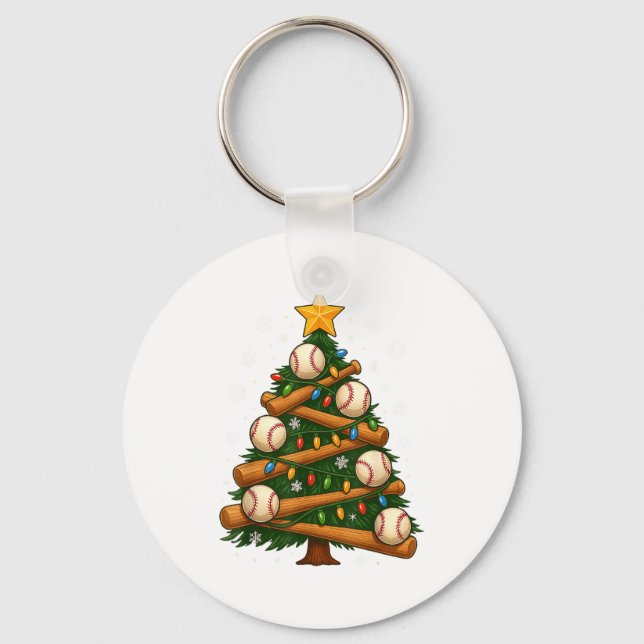 Baseball Bat Christmas Tree Lights Holiday Design  Nyckelring (Framsida)