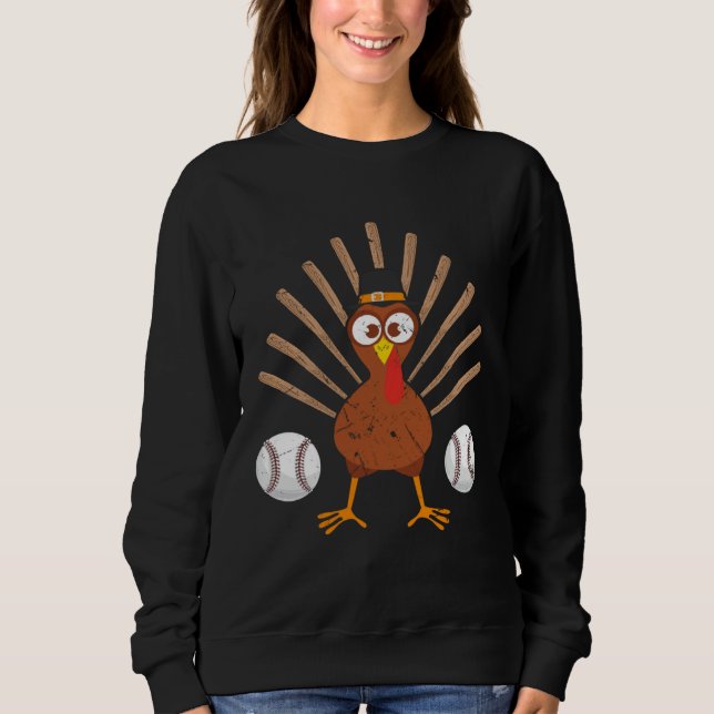 Baseball Bat Turkey Thanksgiving T Shirt (Framsida)