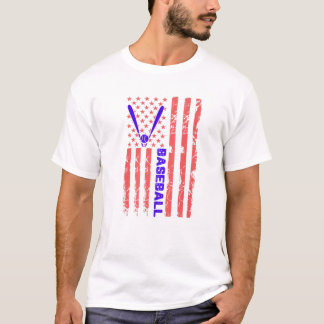 Baseball Bat USA Flag Sports Lover Men Women Kids T Shirt