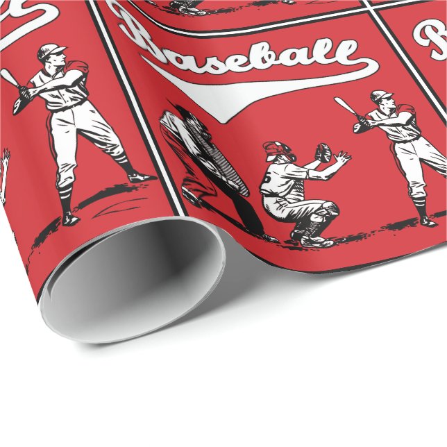 Baseball Batter Catcher Umpire Gift Presentpapper (Rullad Hörn)