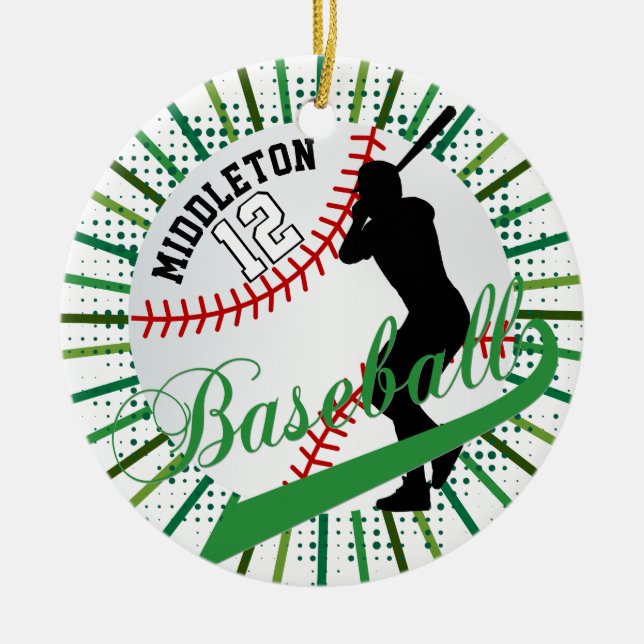 Baseball ⚾ Batter Design - Grönt Julgransprydnad Keramik (Framsidan)