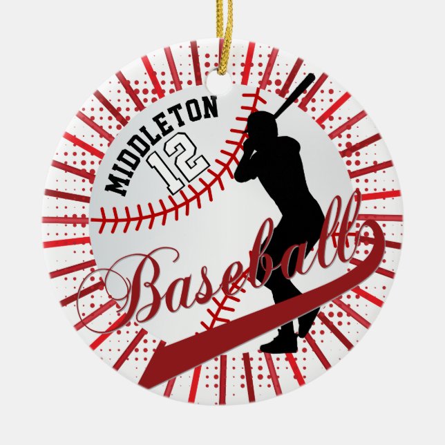 Baseball ⚾ Batter Design - Red Julgransprydnad Keramik (Framsidan)