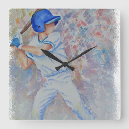BASEBALL BATTER FYRKANTIG KLOCKA