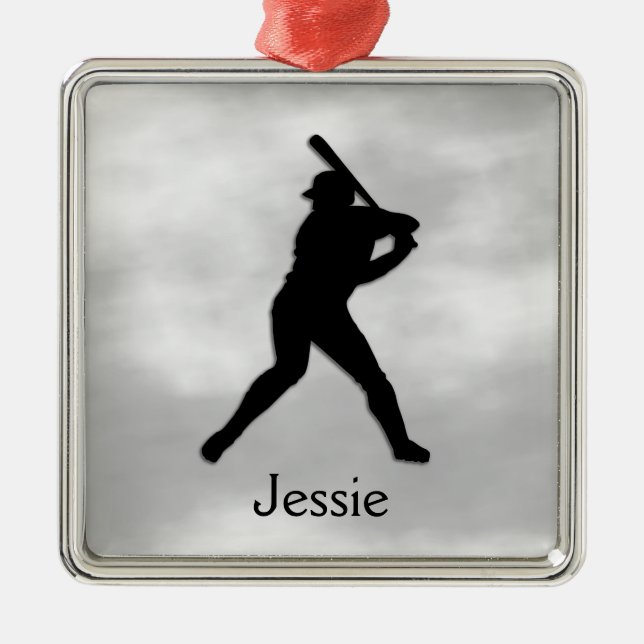 Baseball Batter upp Personlig Julgransprydnad Metall (Framsidan)