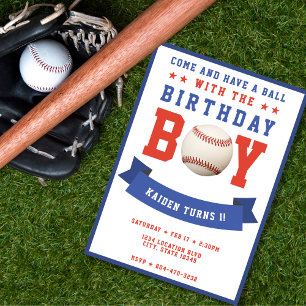 Baseball Bday Boy 1:a födelsedagen Party Inbjudningar