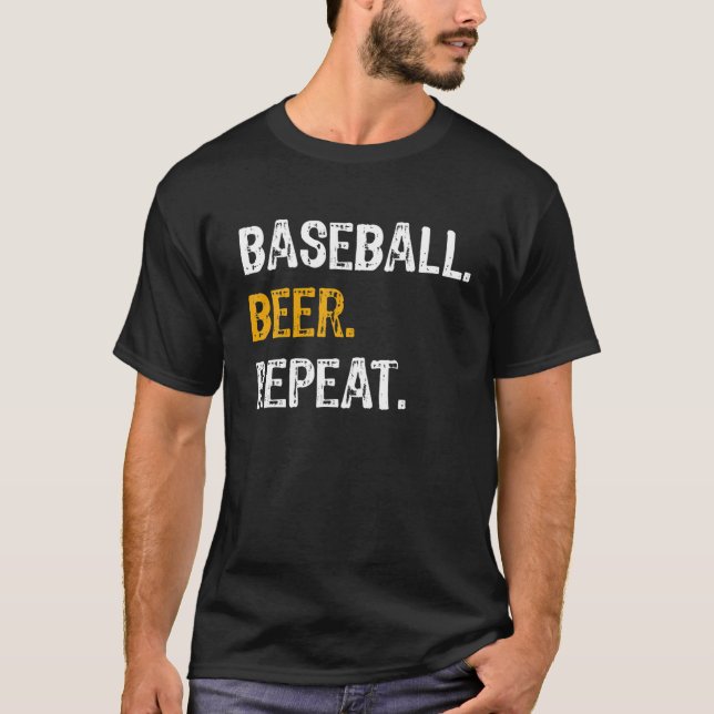 Baseball Beer Repeat Shirt för Baseball Älskare T (Framsida)