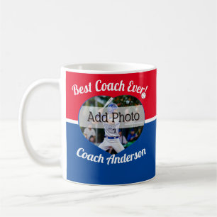 Baseball Best Coach Aldrig Photo Namn rött vitt bl Kaffemugg