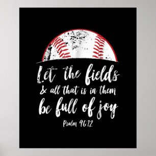 Baseball Bible Verse Cute Christian Psalm 96 Poster