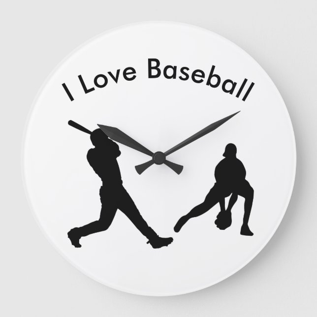 Baseball-bild för rund (stor) väggklocka (Framsida)