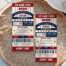 Baseball Biljett Födelsedagsfest inbjudan