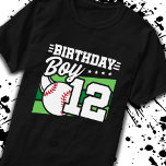 Baseball Birthday 12 Year Old Boy 12:e Birthday T Shirt<br><div class="desc">Basbollens födelsedagsfest är perfekt för en 12-årig pojkes baskettema födelsedagsfest att fira 12:e-födelsedag! Underbar för barn att kärlek ska spela baseboll,  titta på baseboll eller bli framtida basebollstjärnspelare! En baseboll på en baseball fält-grafik med nummer 12 för en pojkes 12:e födelsedag.</div>