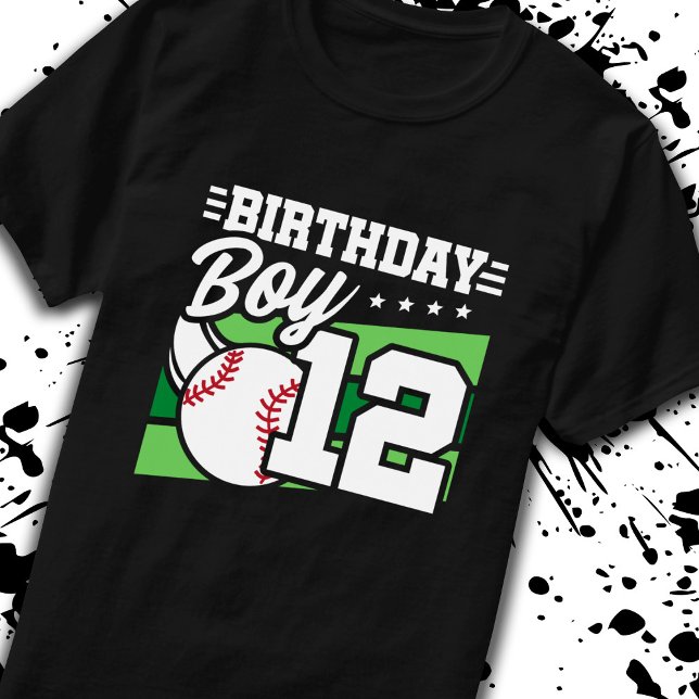 Baseball Birthday 12 Year Old Boy 12:e Birthday T Shirt (Skapare uppladdad)