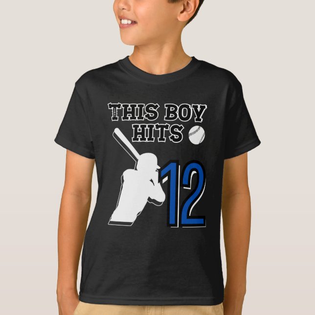 Baseball Birthday 12 Year Old Boy T Shirt (Framsida)
