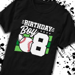 Baseball Birthday 8 Year Old Boy 8th Birday T Shirt<br><div class="desc">Basbollens födelsedagsfest är en perfekt för en 8-årig pojkes basebolltema födelsedagsfest att fira sin åttonde födelsedag! Underbar för barn att kärlek ska spela baseboll,  titta på baseboll eller bli framtida basebollstjärnspelare! Har en baseboll på en baseball fält-grafik med nummer 8 för en pojkes åttonde födelsedag.</div>