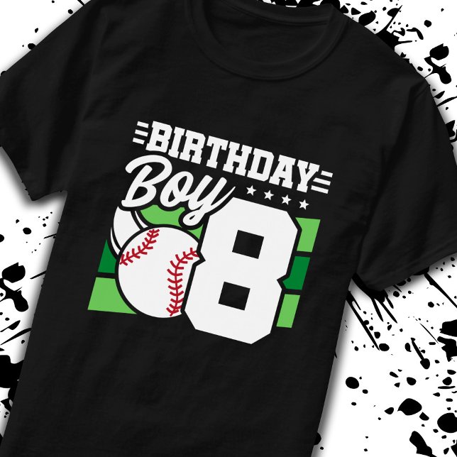 Baseball Birthday 8 Year Old Boy 8th Birday T Shirt (Skapare uppladdad)