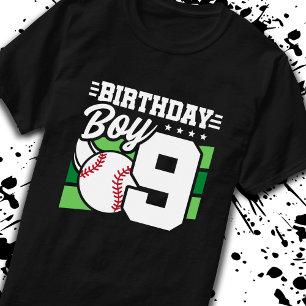 Baseball Birthday 9 Year Old Boy 9th Birday T Shirt