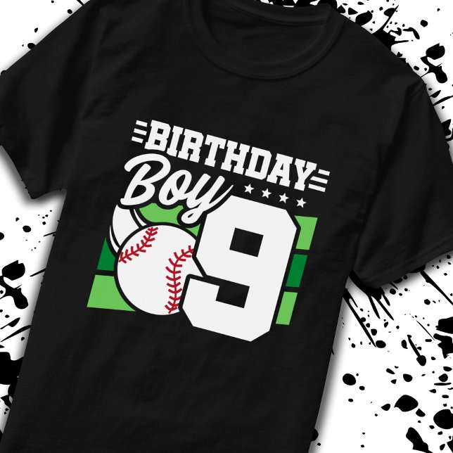 Baseball Birthday 9 Year Old Boy 9th Birday T Shirt (Skapare uppladdad)