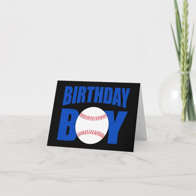 Baseball Birthday Boy Blue Baseball Player Party Kort (Framsida)