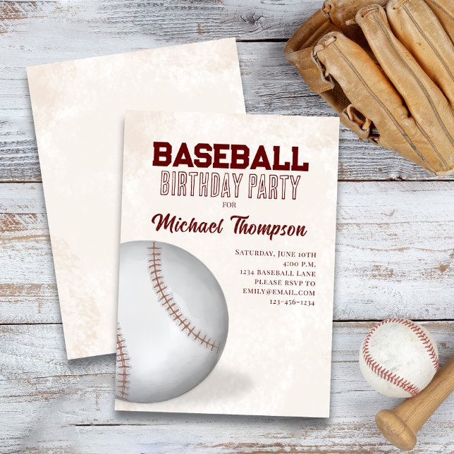 Baseball Birthday Boy Cute Anpassningsbar Inbjudningar (Baseball custom party invitation.)