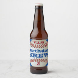 Baseball Birthday Brew Ölflaska Etikett