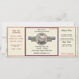 Baseball Birthday Fält Pass Inbjudningar