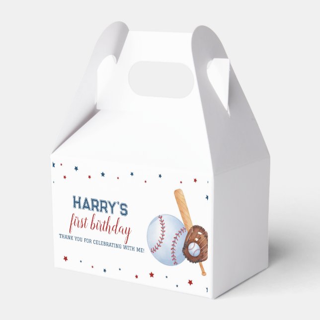 Baseball Birthday Favor Batter upp Presentaskar (Framsidan Sidan)
