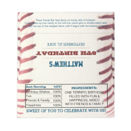 Baseball Birthday Favor Chocolate Candy Wrappers Anteckningsblock
