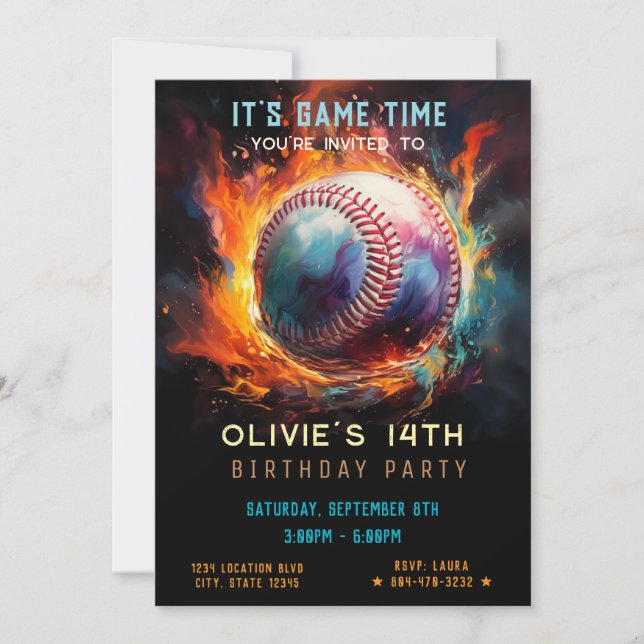 Baseball Birthday Inbjudningar (Framsida)