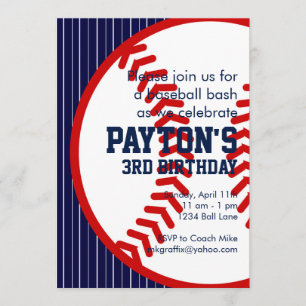Baseball Birthday Inbjudningar