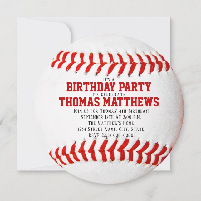 Baseball Birthday Inbjudningar (Framsida)
