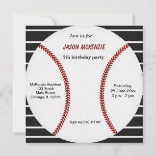 Baseball Birthday Inbjudningar