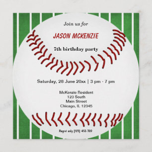 Baseball Birthday Inbjudningar