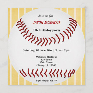 Baseball Birthday Inbjudningar
