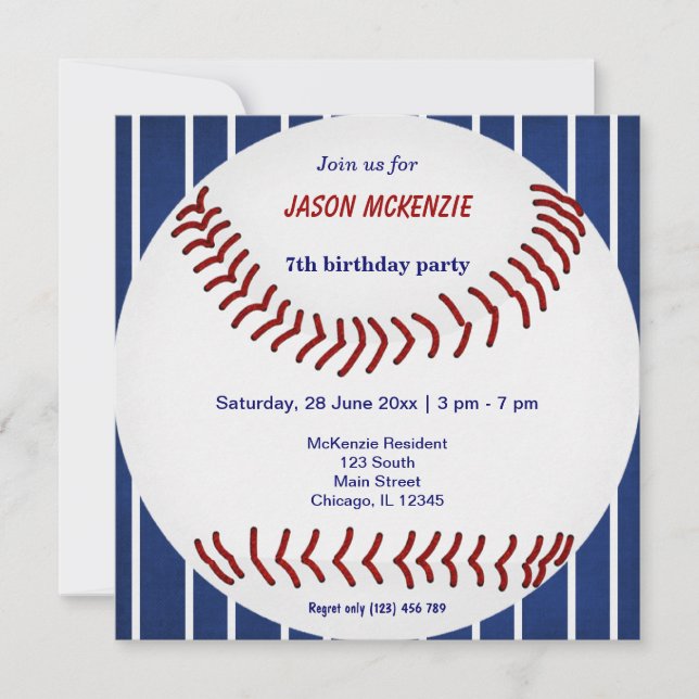 Baseball Birthday Inbjudningar (Framsida)