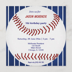 Baseball Birthday Inbjudningar