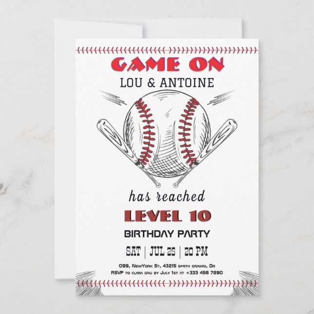 Baseball Birthday Invitation Inbjudningar (Framsida)