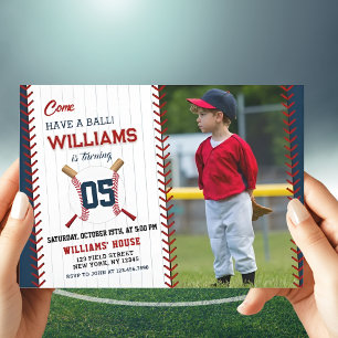 Baseball Birthday Kom har boll Party Inbjudningar