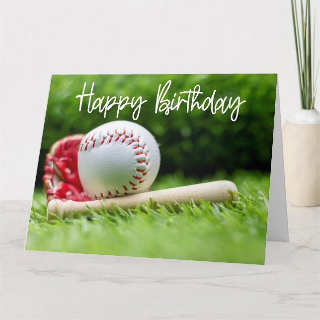 Baseball Birthday ord om grönt för spelaren Kort (Framsida)